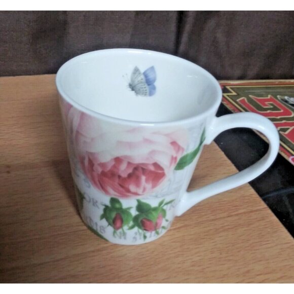 Royal Horticultural Society Pimpernel Tea Cup Antique Roses 8451 cream pink grn - Picture 3 of 11